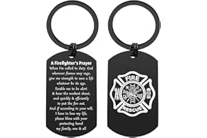 ENGZHI Firefighters Prayer Keychain - God Give Me Strength To Save A Life - Firefighter Keychains Gifts for Men Women