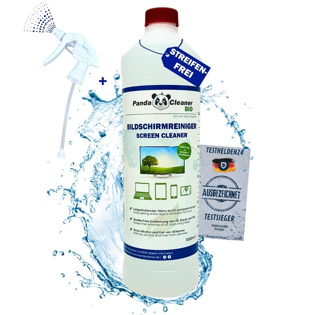 PandaCleaner Alcohol Display Cleaner - 1000 ml Spray Bottle - TV Cleaner - LCD Cleaner - Monitor Cleaner - Screen Cleaning Protection & Care (1000 ml Spray Bottle)