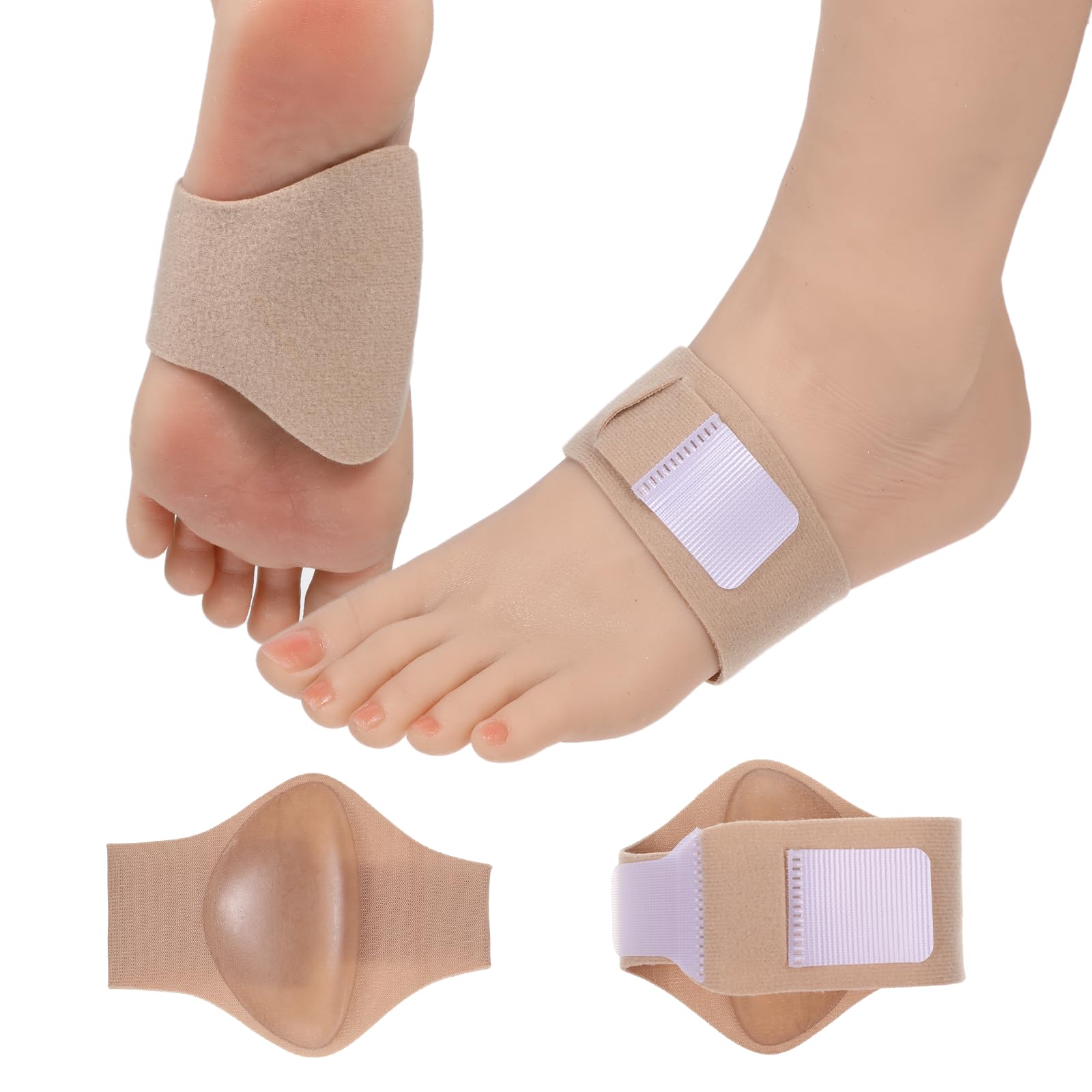 Photo 1 of Adjustable Flat Feet Support Arch Band with Gel Pads for Plantar Fasciitis Relief, High Arch Inserts Foot Pain Relief for Women/Men (1 Pair, Skin Color)