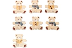 Wooden Baby Landmark Lovely Bear Photo Props Double-Sided Monthly Milestones Sign for Newborns Photography Memories Baby Land
