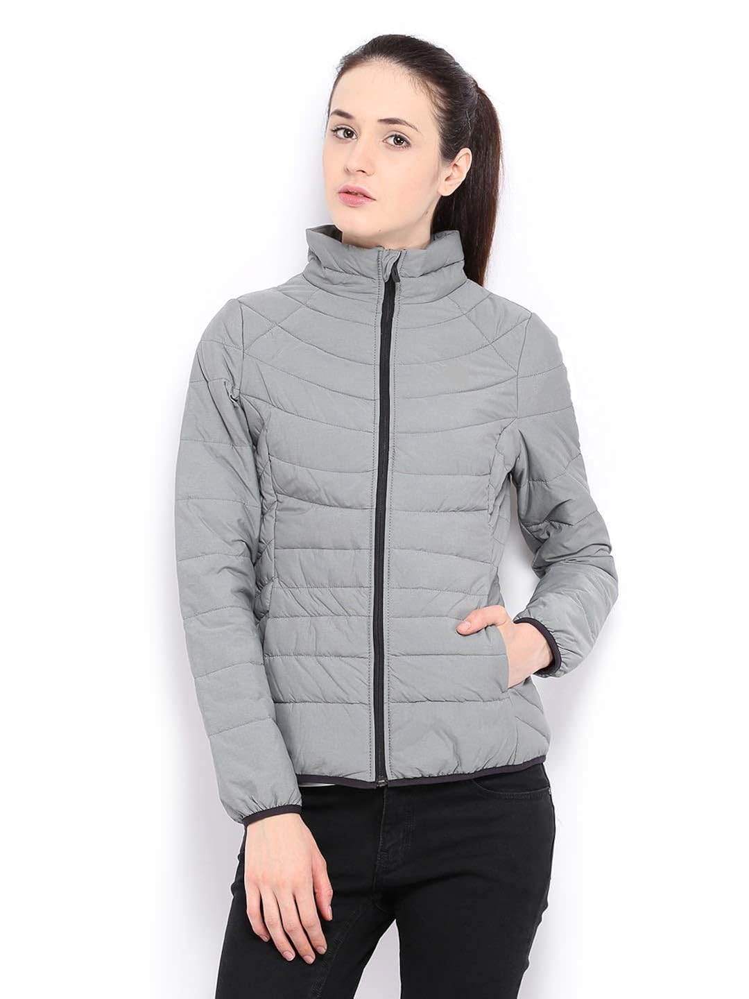 afania women's long sleeves blended bomber quilted jacket