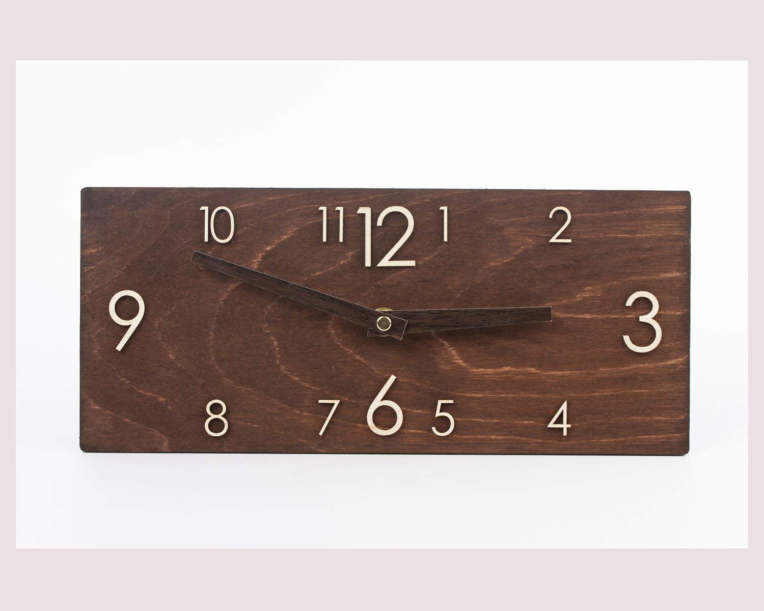 Amazon Com Wooden Wall Clock Handmade Dark Brown Wall Clock Rectangular Wall Clock Modern Wall Clock Scandinavian Clock Wall Decor Handmade
