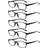 Reading Glasses 5 Pairs Quality Readers Spring Hinge Vintage Glasses for Reading for Men and Women (5 Pack Black, 0.75)