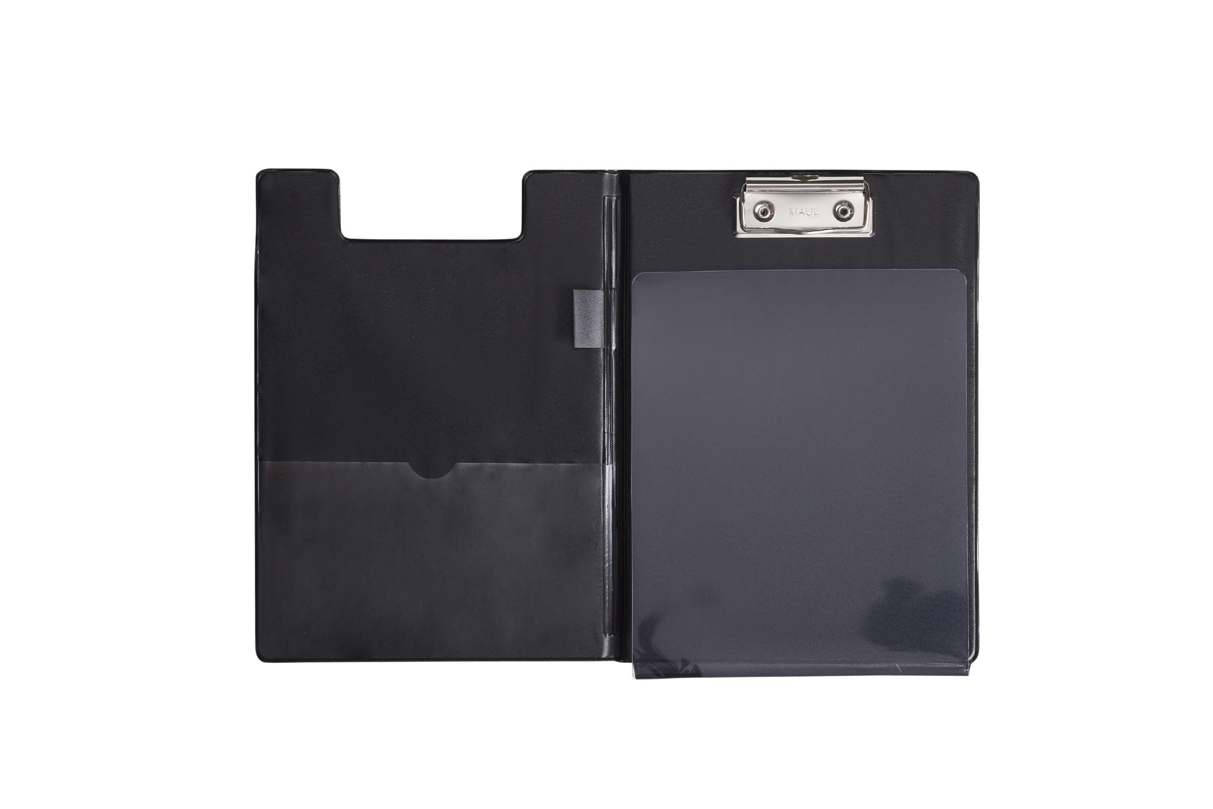 Maul Clipboard Folder with Foil Cover And Anti-Copying Protection, Din A5 High, Inside Pocket, 8 mm Clamping Width, Black, 2339790