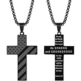 JerryHardice Valentines Gifts for Him, Cross Necklace for Men, Silver/Black Stainless Steel Mens Layered Cuban Link Chain Cross Pendant Necklaces, Simple Christian Religious Gifts for Him