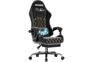 SOLAVERO Gaming Chair Ergonomic Computer Chair with Lumbar Support Massager Video Game Chairs with Headrest & Footrest, Offic
