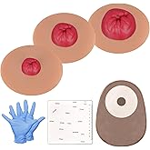 MedEduQuest Sticky Colostomy Simulators, Stoma Training Model Set | Ostomy Care Practice Models for Medical Training and Patient Education- Tan