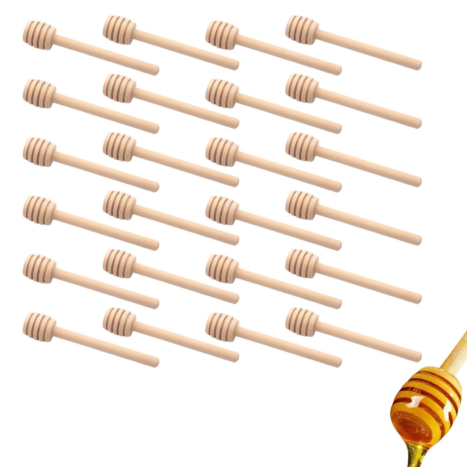 24 Pcs Wooden Honey Dippers, Wooden Honey Sticks, Small Wood Honey Spoon Honey Stir Stick for Dispensing Drizzle Honey Stick Honey Drizzler