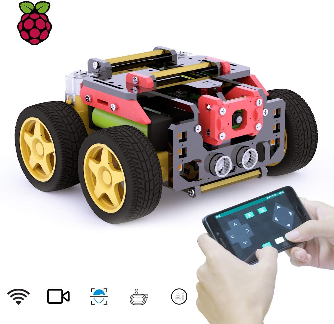 Adeept AWR 4WD WiFi Smart Robot Car Kit for Raspberry Pi 4/3 Model B+/B ...