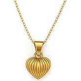 Zoe's Jewelry Heart Pendant Necklace, 24K Gold Plated 304 Stainless Steel, 18 inch Chain, Love Design
