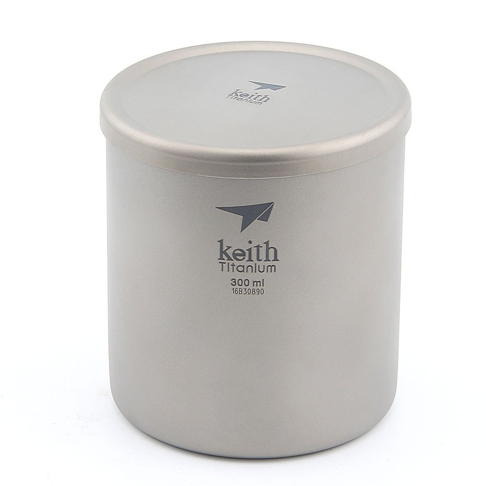 Keith 220ml/600ml Titanium Mug Vacuum Cup Double Walled Ultralight Titanium Mugs Cups Lightweight Portable Camping Hiking (Ti3302-300ml)