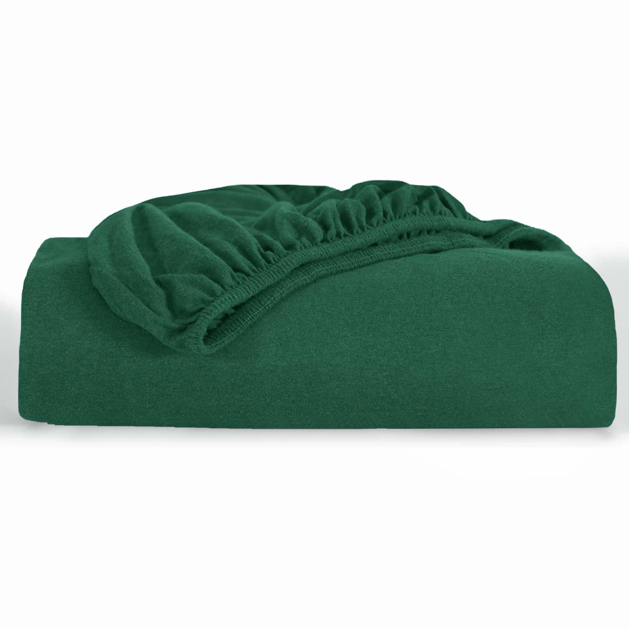 Oxford Homeware King Size Fitted Sheets – 30 Cm Deep Pocket Jersey Fitted Sheet Emerald, 100% Organic Cotton Soft Breathable Easy Care Bed Sheets – Shrinkage and Fade Resistance (152x200)