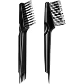 Yaomiao 2 Pack Hair Brush Cleaner Black 2-in-1 Comb Cleaning Tool | Dual-ended Cleaner Removes Hair Lint Buildup, Home Salon Use, Easy Grip Handle, Cleans Brushes Combs Quickly