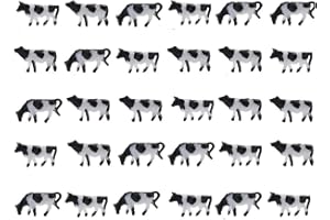 N Scale 1:150 Painted Cow Figures 30 Pcs, Plastic Farm Animal Models for Model Railway Layouts, Building Dioramas, Outdoor La
