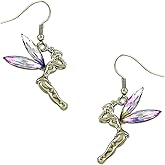 DianaL Boutique Tinkerbell Fairy Earrings Clear AB Crystal Wings Gift Boxed Tinker Bell Fashion Jewelry