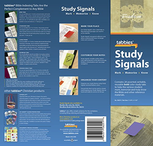Tabbies Study Signals, Writable, Reusable Bold Asst. Colors, Mark Your Place & Flag Important Information, Transparent Adhesive, 24 Tabs/Pack (58251)