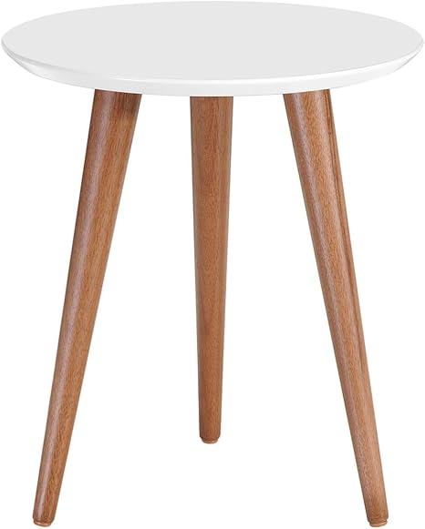 Amazon Com Manhattan Comfort Moore Mid Century Modern Round End Table White Furniture Decor