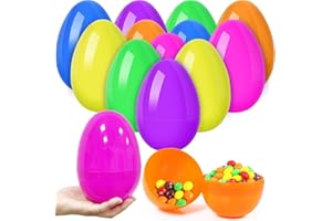 CAMIRUS 12Pcs Jumbo Easter Eggs, 6" Giant Empty Large Plastic Eggs Colorful Bright Eggs for Easter Basket Stuffers/Fillers, Party Favor