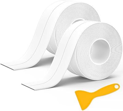 MOKANI Bath Sealant Strip 2 Rolls 126in x 1.5in Self Adhesive PVC White