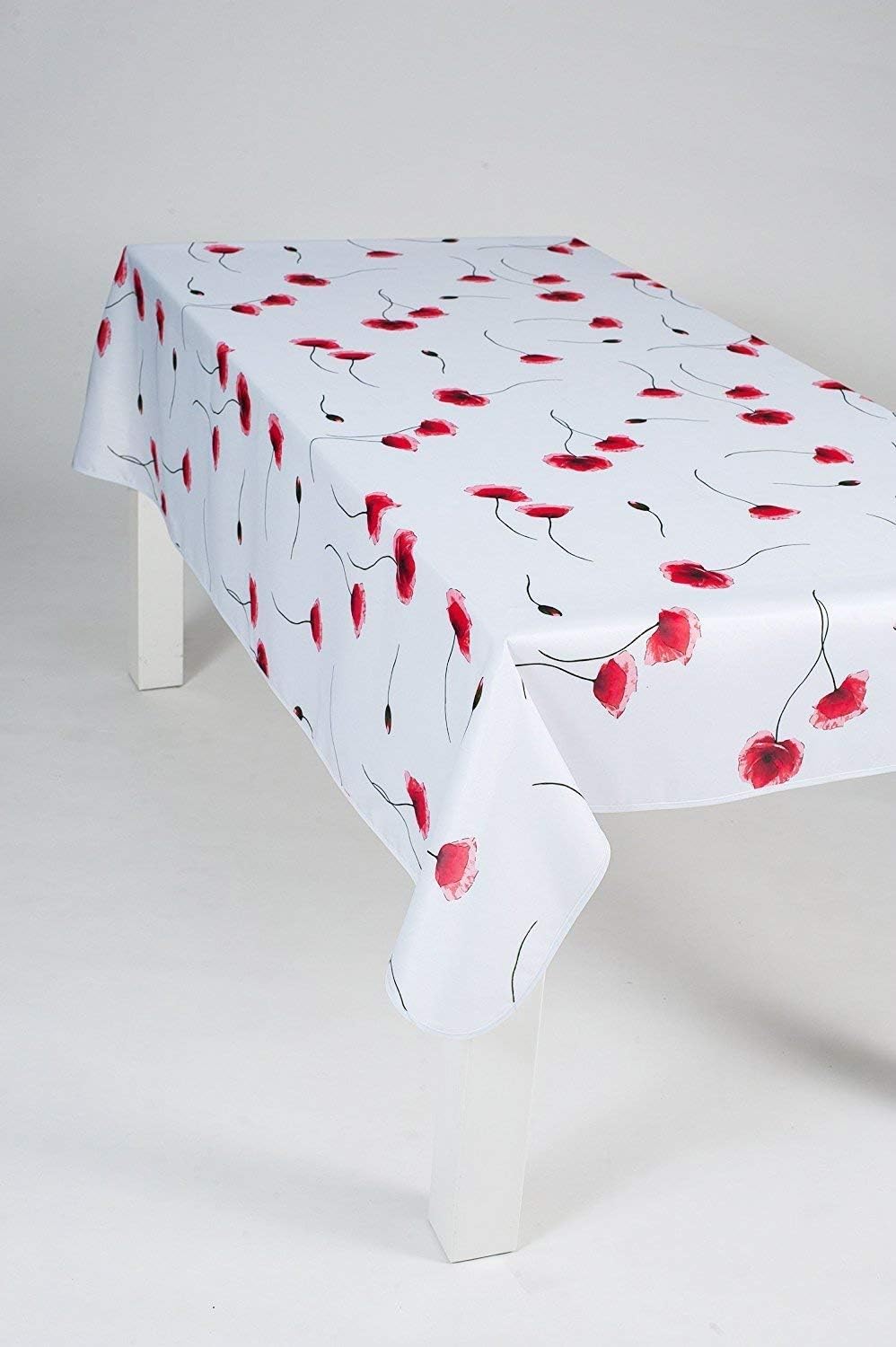 NAPPE COQUELICOT Blanc - Rectangulaire - Anti tâches - Blanc, 240x150cm, Rectangulaire