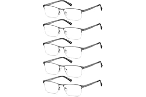 EYECEDAR 5-Pack Reading Glasses for Men Metal Gunmetal Half Frame Spring Hinges Eyeglasses Readers 2.00