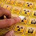 Funny Gag Gifts or Prank/Joke Decal Stickers: Hazard Danger Toxic Radiation Symbol Alert etc use on Your Favorite Food Containers, Box, Meal Prep Bag, Water Bottle, Coffee Tea Mug | 200-Pieces