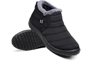 Ymombest Women Men Lightweight Snow Boots Winter Anti-Slip Ankle Booties Waterproof Slip on Warm Fur Lined Winter Boots