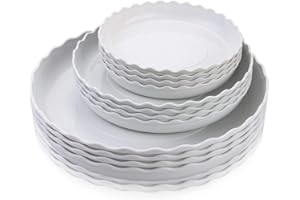 FIREBOOMOON 12 Pack Plastic White Round Wave Plant Saucer,Durable Heavy Duty Flower Plant Pot Drip Tray Container for Home Garden Indoor and Out Door Plant (6 Inch/8 Inch/10 Inch)