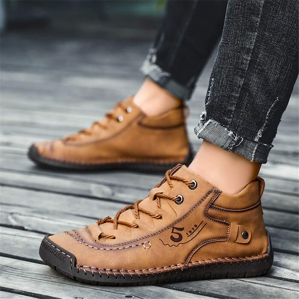 men vintage hand stitching comfort soft leather boots