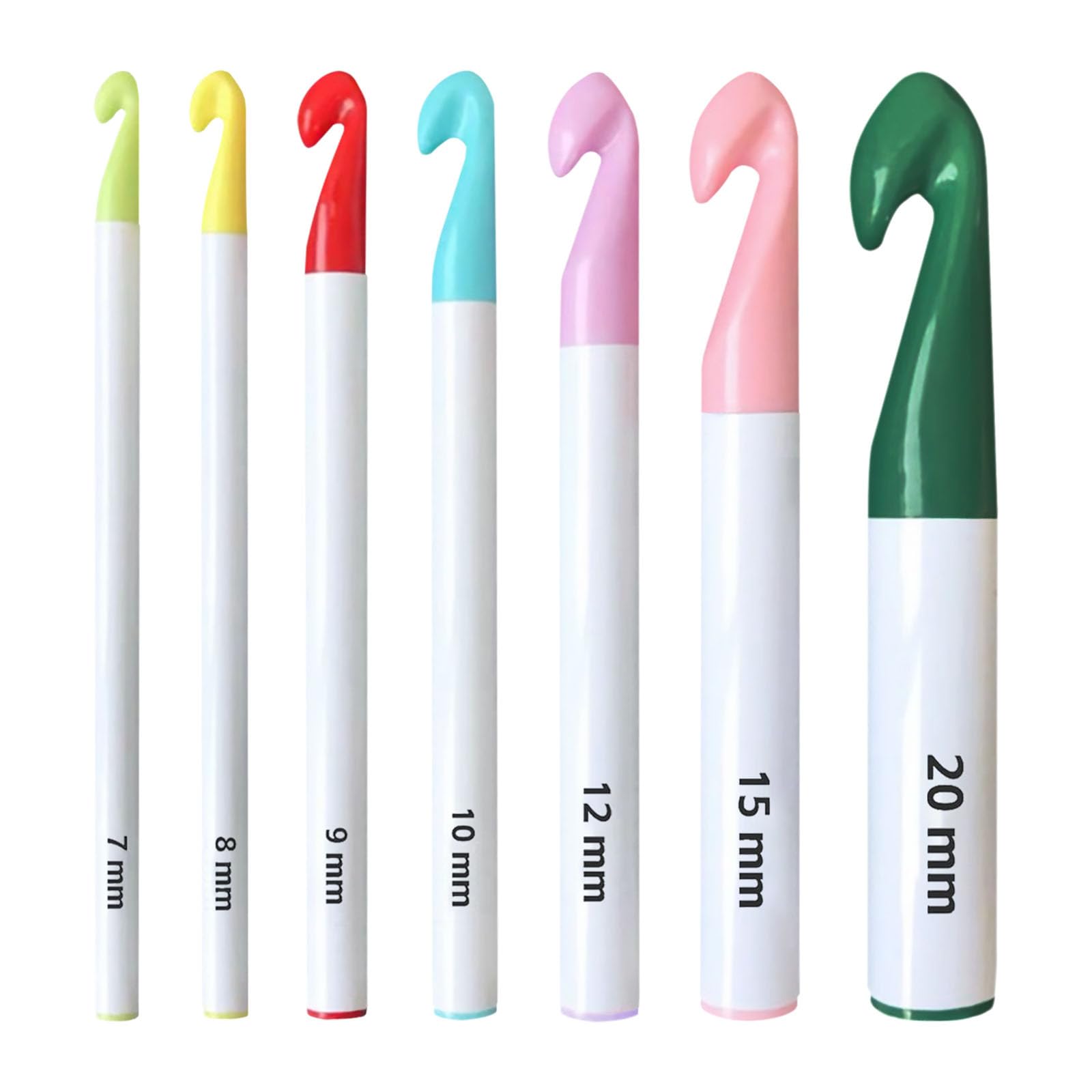 SSKHE 7 PCS Crochet Hooks Set,Large Sizes 7mm to 20mm,Ergonomic Crochet Hook for Super Chunky Yarn,Big Crochet Kit for Beginner Adults and Kids,Starter Crochet Set,Plastic Big Crochet Kit