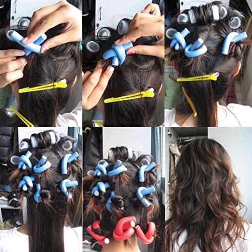 Wendy Queen Hair Foam Curler Roller Set 10 Twist Curls Flex Rods No Heating Curly Hair tools 9.5"Blue