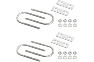 Aoje-Link Round U-Bolts 1.38"(35mm) Inner Width M6 Thread 304 Stainless Steel Silver with Plates Nuts Flat Washers for Car/RV/Trailer Bumper, 4Pcs