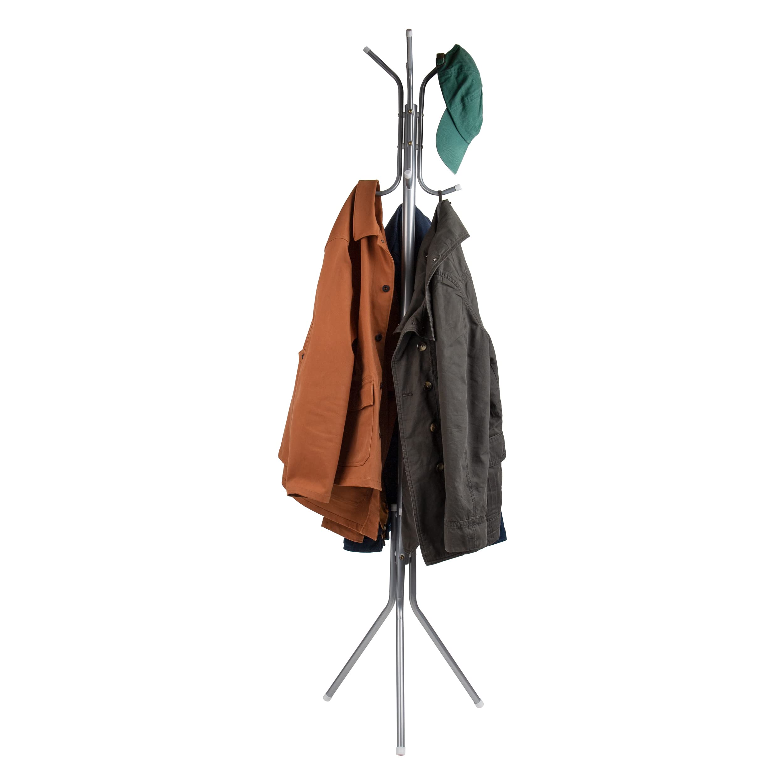 Mind Reader Coat Rack, Hall Tree, Freestanding, Coat Tree, Hat and Jacket, Metal, 14.75" L x 16.5" W x 69" H, Set of 2, Silver