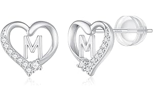 CIVOKINA Earrings for Girls Kids, 925 Sterling Silver Post Hypoallergenic Girls Earrings CZ Letter Earrings for Girls Teen Girls Initial Earrings for Girls Teen Girls Kids Toddler Christmas Gifts