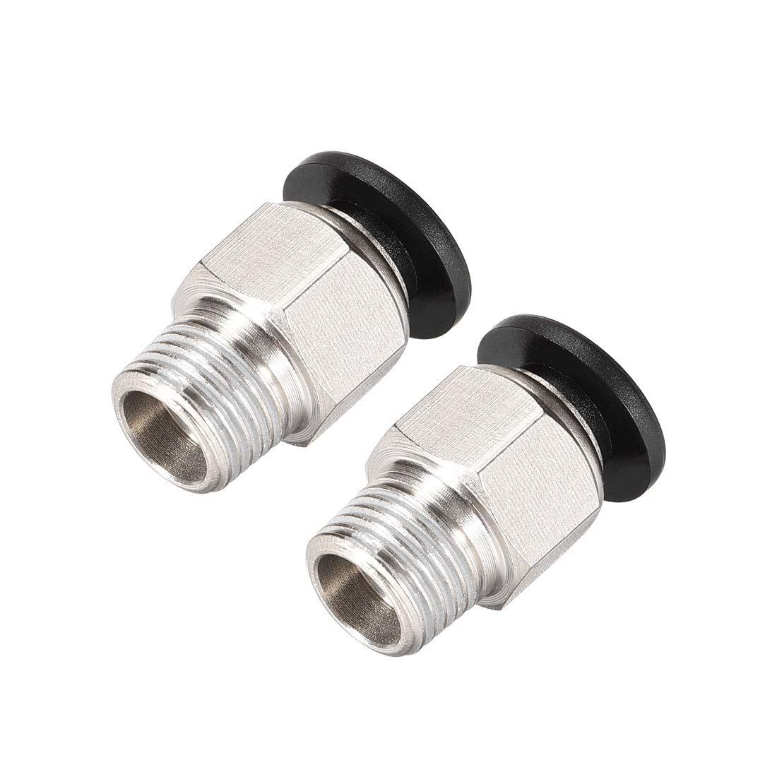 sourcing map Straight Pneumatic Push to Quick Connect Fittings 1/8NPT Male X 6mm Tube OD Silver Tone 2pcs