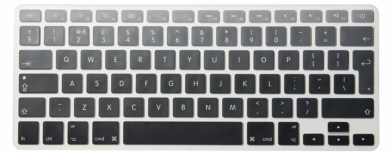 MMDW EU/UK Silicone Keyboard Cover for Macbook Pro 13 Inch,15 Inch (with or without Retina Display,2015 or Older Version) for Macbook Old Air 13 Inch,Ombre Gray