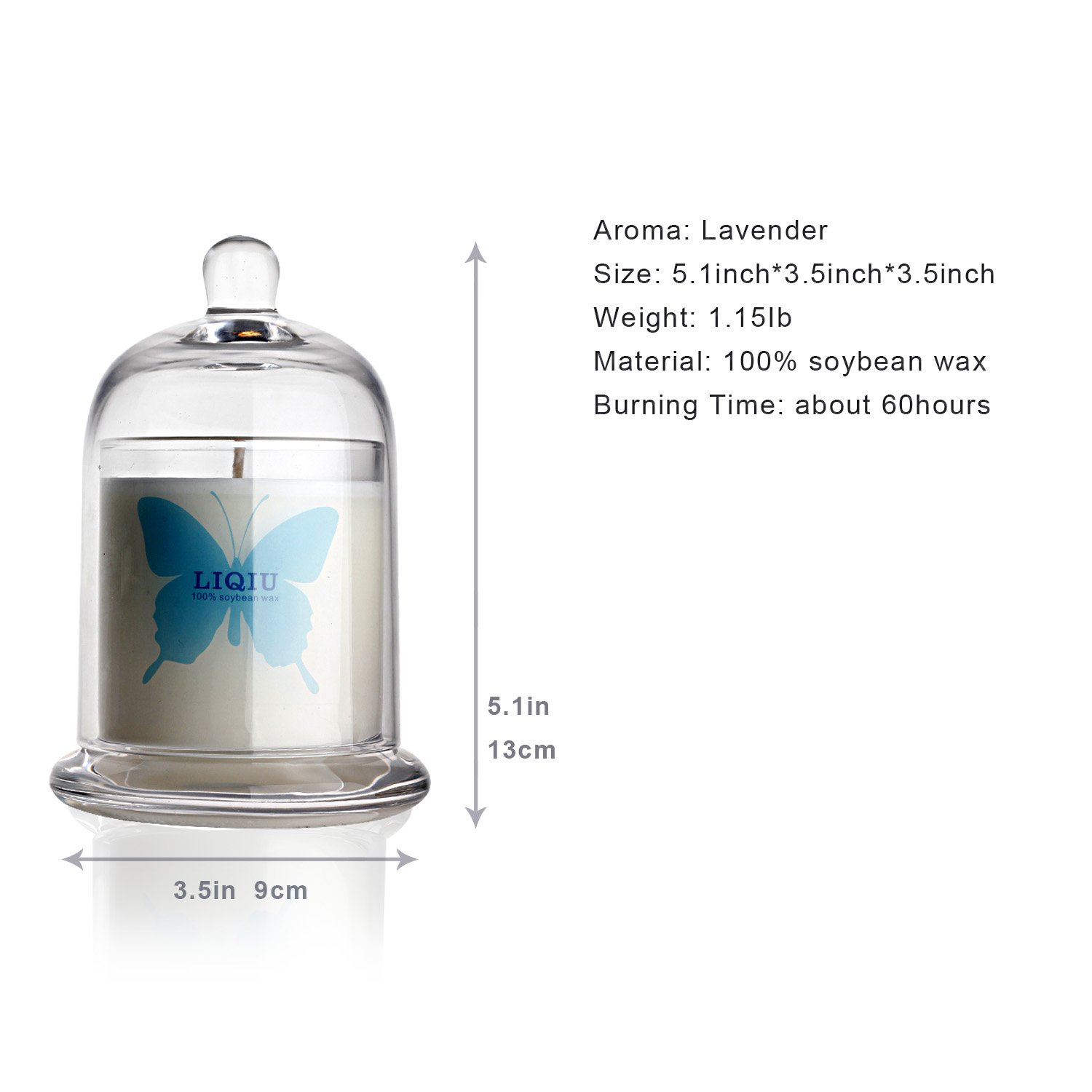 LIQIU Candles Scented - Candles Lavender Long Burning 60 Hours - 100% Natural Soy Aromatherapy Candles for Men Mom Gifts