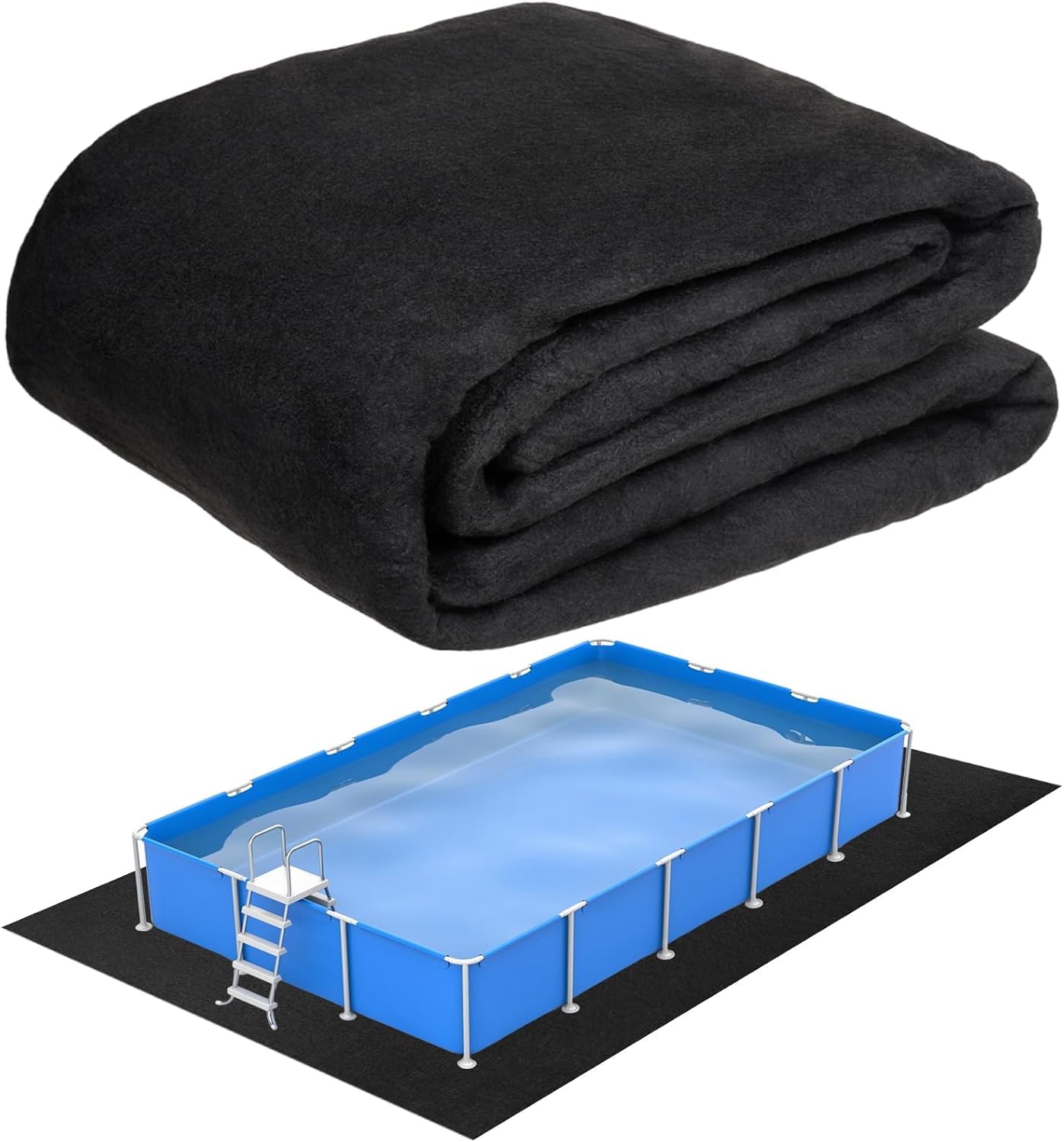 Photo 1 of 11.2 x 7.6 FT Rectangular Pool Liner Pad for Heavy Duty Ground Swimming Pools - Protects Pool Liner, Pool Mat for Pool Bottom Liner Protector to Prevent Punctures Extend Liner Life