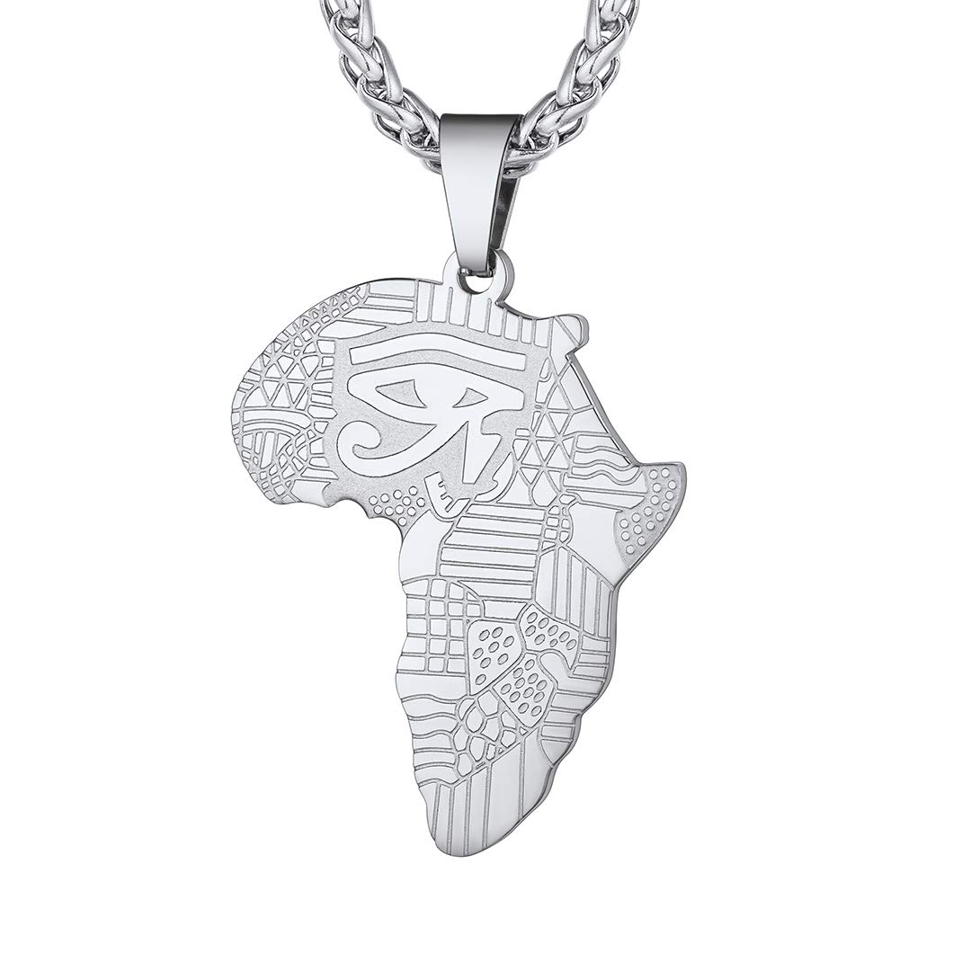 Richsteel African Necklace Women Wedjat Eye Of Horus Amulet Jewellery Africa Map Pendant Necklaces Men