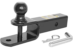 MaxxHaul 50595 3-in-1 ATV UTV Trailer Hitch Mount with Hitch Ball and Winch Strap Loop 1-7/8" Ball, 2" Shank, 1/4" Rise Fits 
