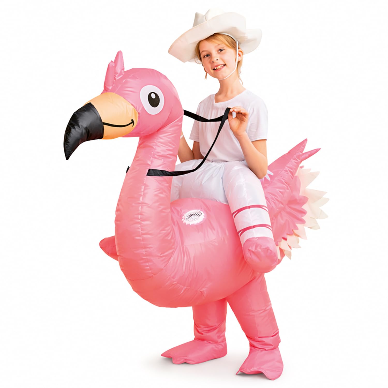Pink Flamingo Inflatable Disguise for Children | Size 120 to 150 cm | Made of Highly Resistant Polyester - Pleasant to Wear | Inflating System Included | Giant Animal | OriginalCup® — image 1