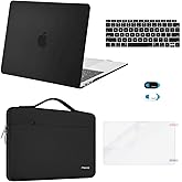 MOSISO Compatible with MacBook Air 13 inch Case M1 Chip 2021 2020 2019 2018 Release A2337 A2179 A1932 Retina Display, Plastic Hard Shell Case&Bag&Keyboard Skin&Webcam Cover&Screen Film, Black