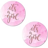 40 Its a Girl Modern Baby Shower Pink Background Stickers, 2 Inch Big Round Glossy Labels for Baby Shower Or Sprinkle Party, Adorable Stickers, Decorations for New Moms to Be, Wrappers. Made in USA