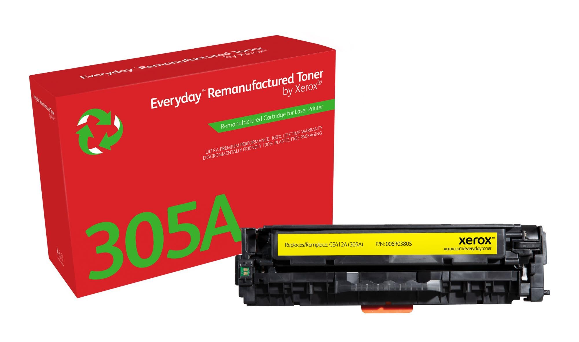 Xerox Everyday Compatible HP 305A CE412A Yellow Toner, Standard Capacity, Remanufactured