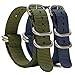 SIMCOLOR Zulu Replacement Watch Bands,2 Pack Nylon Strap with Heavy Duty Brushed Buckle 18mm 20mm 22mm or 24mm(20mm,Blue/Army green)