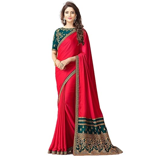 Navabi Export Womens Chanderi Cotton Saree with Banglori Blouse Combo (Multicolour)