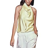Women Mock Neck Satin Halter Tops Sexy Open Back High Neck Tank Tops Y2k Summer Going Out Tops