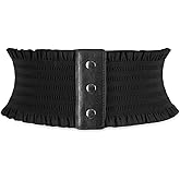 LumiSyne Women Lace-Up Corset Belt Wide Elastic Waist Belt Snap Buckle Stretchy Waistband Cinch Belt For Dress Jumpsuit Coat