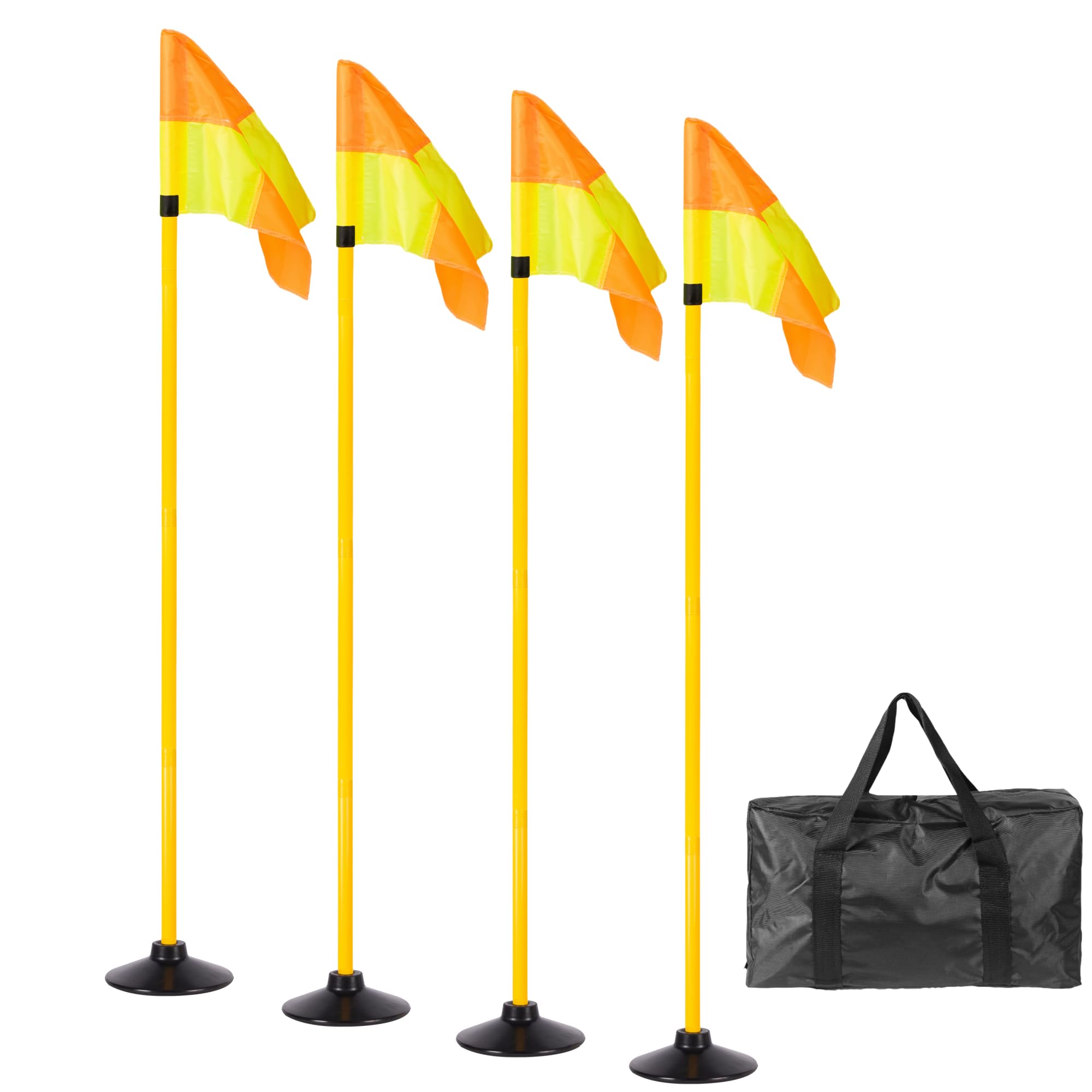 Photo 1 of 5FT Corner Flags for Soccer Field Set of 4 with Round Rubber Bases & Storage Bag, Adjustable Speed and Agility Training Equipment/Poles