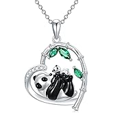 LONAGO Panda Heart Pendant Necklace Birthday Christmas Gift for Women